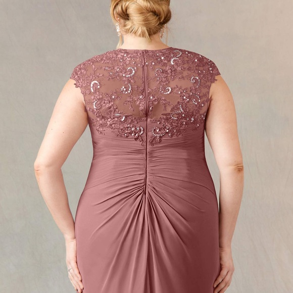 Plus Size AZAZIE Bridesmaid Dress - Chiffon & Lace in Desert Rose - Picture 5 of 7